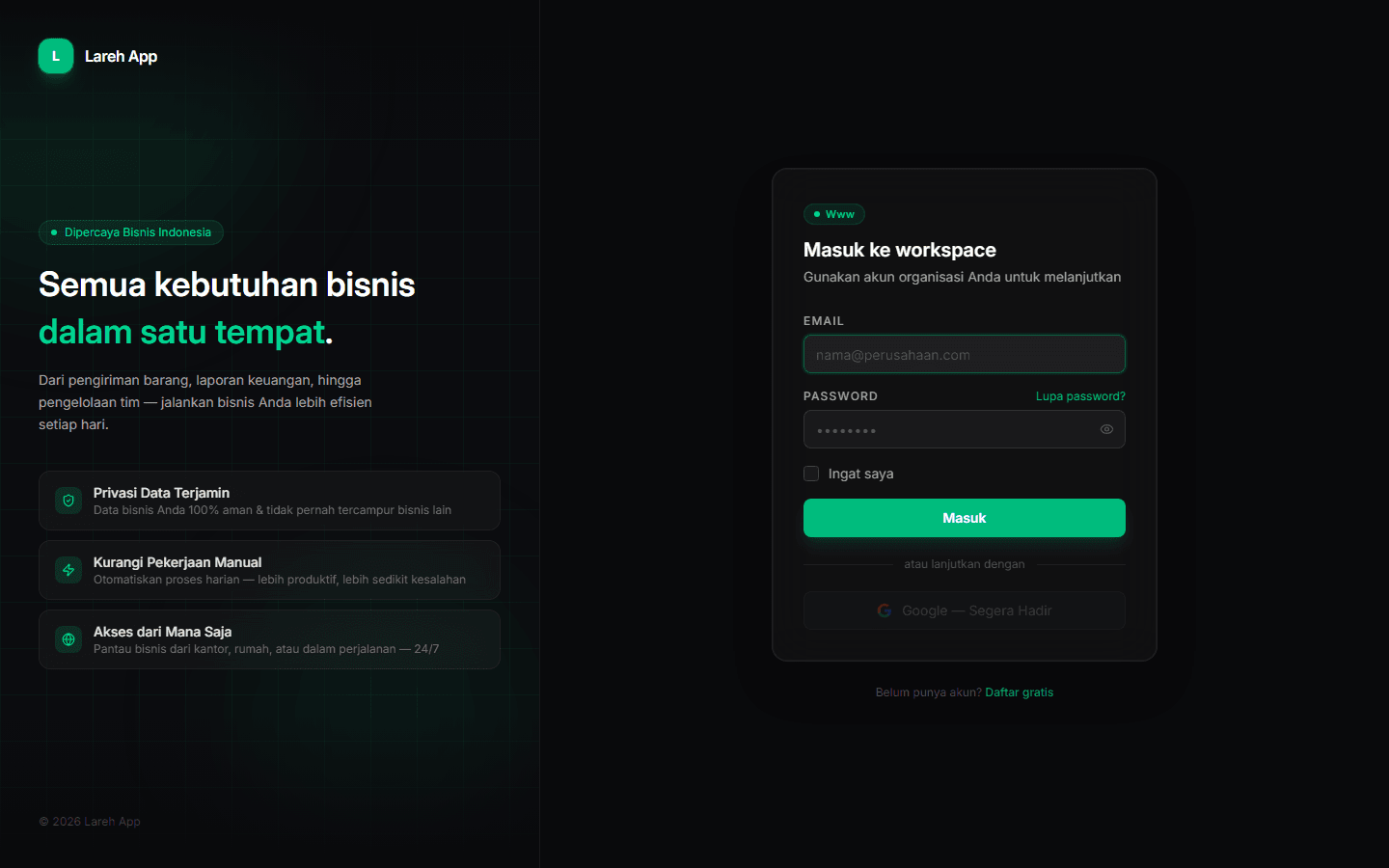 Tampilan website lareh.id