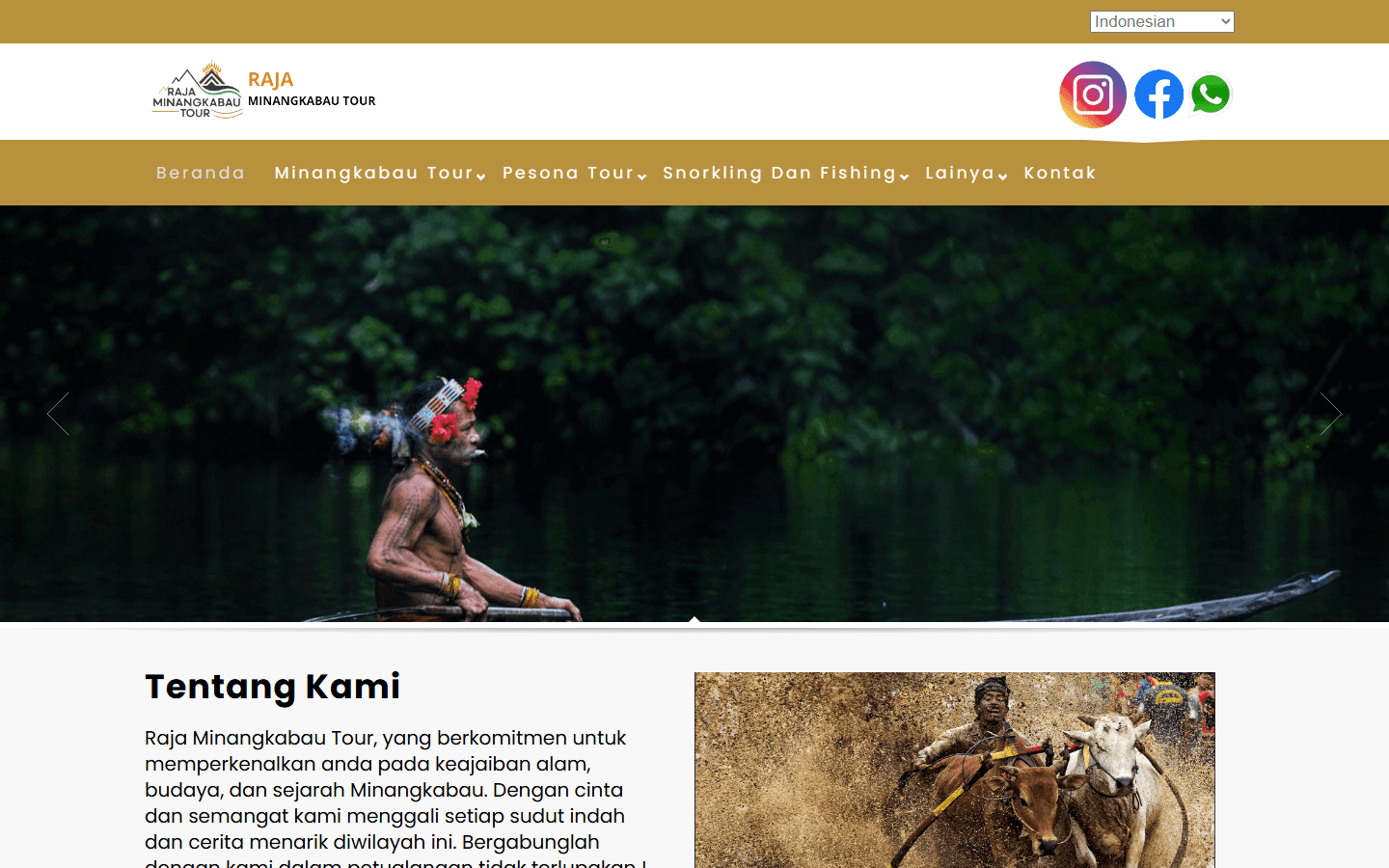 Tampilan website rajaminangkabautrip.com